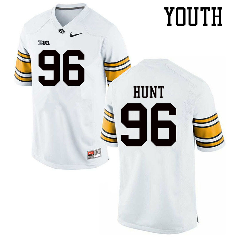 Youth #96 Jalen Hunt Iowa Hawkeyes College Football Jerseys Sale-White